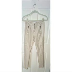TOPSHOP Faux Leather Cream Straight Pants - SIZE 4